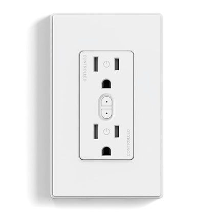 ELEGRP Smart Plug, Smart in-Wall Outlet Compatible with Alexa and Google Assistant, 2.4GHz Wi-Fi Smart Receptacle with Energy Monitoring, No Hub Required, UL Listed, White, 1 Pack