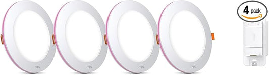 Tapo Smart 6-Inch Recessed Downlight Kit (4-Pack) - 1100 lm, 16M Colors, Tunable White 2700K-6500K, Ultra-Dim 1%, Matter-Compatible, Wi-Fi & Bluetooth Mesh - L730-6 KIT