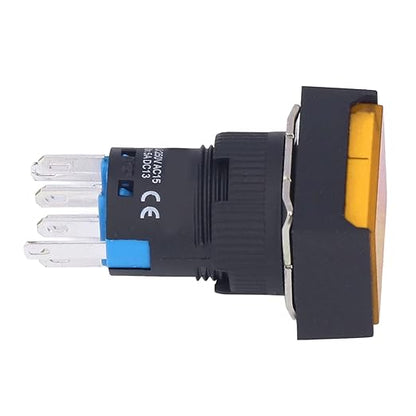 25Pcs Micro Squares Push Button Switch 16mm 12V Self Locking with Light ABS Brass for Automation Equipment DIY Electrical Installation (Yellow)
