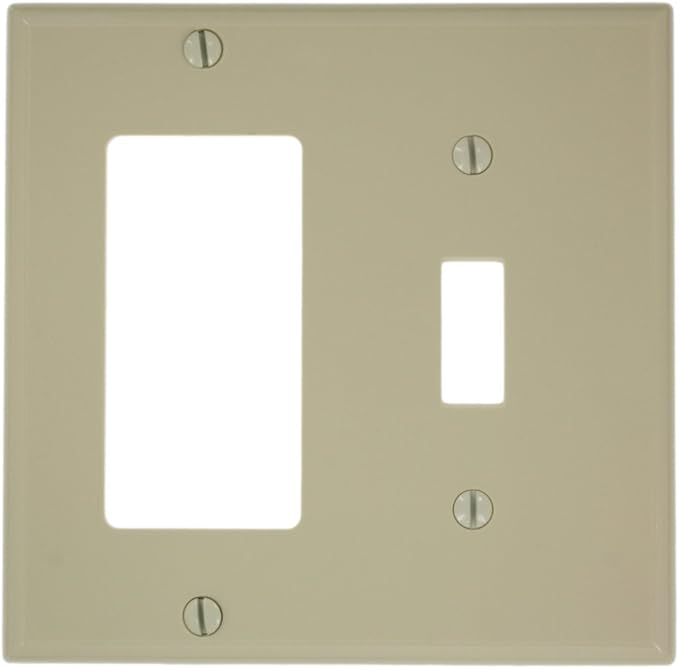 Leviton 2-Gang 1-Toggle 1-Decora/GFCI Device Combination Wallplate, 80707-I, Ivory