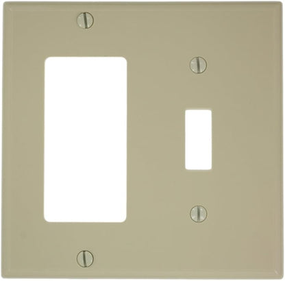 Leviton 2-Gang 1-Toggle 1-Decora/GFCI Device Combination Wallplate, 80707-I, Ivory