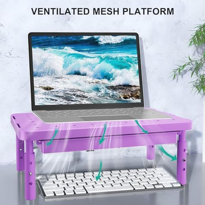 WALI Computer Monitor Stand with Storage, Monitor Riser 3 Height Adjustable