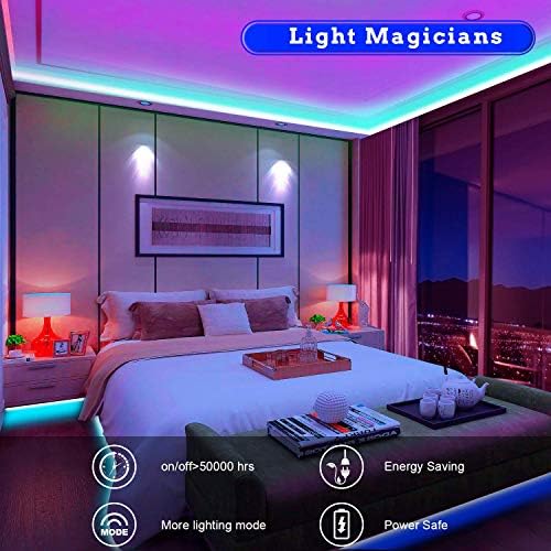 Tenmiro 65.6ft Led Strip Lights, Ultra Long RGB Color Changing LED Light Strips Kit with 44 Keys Ir Remote Led Lights for Bedroom, Kitchen, Home Decoration