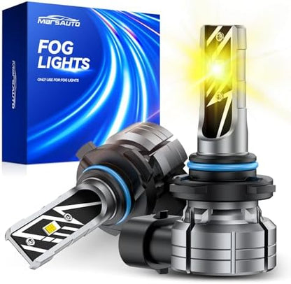 Marsauto H10 9145 LED Fog Light Bulbs Yellow, 14,000LM 3000K Amber H10 9140 9145 LED Bulb Yellow Fog Lights, Non-Polarity 70000 HRS Lifespan for Fog Lights and DRL, Tail Light Covers