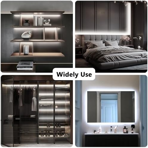 dalattin White LED Strip Lights 100ft, Dimmable Bright 24V Led Light Strip 6500K Daylight White 1800 LEDs Lights for Bedroom, Mirror, Kitchen, Strong Adhesive, 2 roll of 50ft