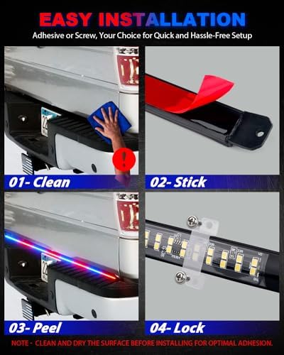 LUMENIX 49" Inch Strobe Light Strips, Back Window | Tailgate Red Blue Emergency Warning Flashing Police Double Row LED Strip Lights Bar w/Controller for Responder POV Cop Vehicles Trucks SUVs - 1PC