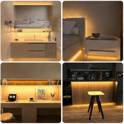 WOBANE 9.8ft COB LED Strip, Dimmable Under Cabinet Lighting with RF Remote