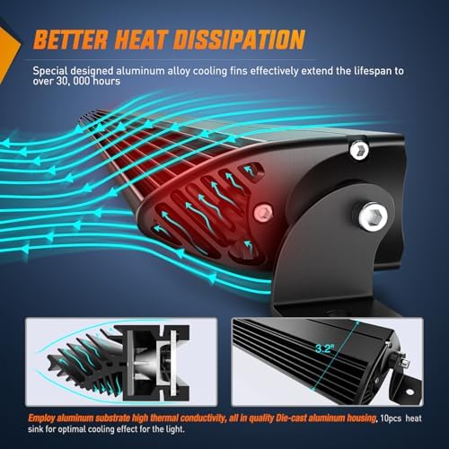 Nilight Led Light Bar 2Pcs 11 Inch 50W Super Slim Spot Flood Combo 5000LM 3D Driving Fog Off Road Lights Pods with Wiring Harness Kit-2 Lead for Trucks Pickup SUV ATV UTV Boat 4x4 Van Camper