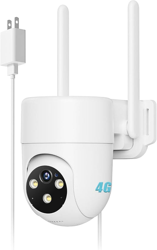 LIWAN Wired Cellular Security Camera, No WiFi Needed, Indoor, White, 1 Pack