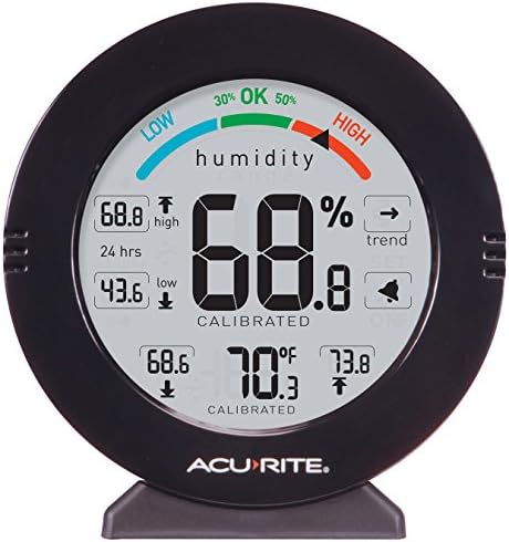 AcuRite 01080M Pro Accuracy Temperature and Humidity Gauge with Alarms, Black