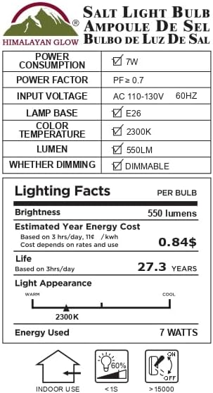 WBM Care Smart E26 Led Light Bulb 7 Watt Himalayan Salt Bulb 30000 hrs Life Dimmable Led Light Bulb Pack of Pink, Unflavored, 4 Count