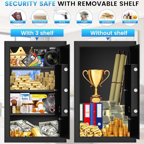 27.56"H Steel Safe Box, 6.0 Cuft Home Safes with Fireproof Waterproof Bag