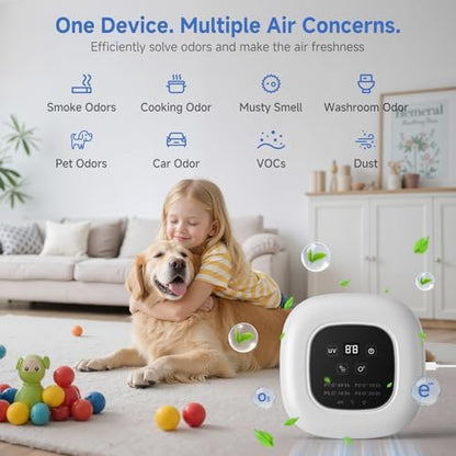 Cat Litter Deodorizer & Air Purifier, Plug In Ionic Air Freshener with Negative Ion for Litter Box, Pet Odor, Smoke, Musty & Dust, Filterless Quiet Purifier for Bathroom, Kitchens, Bedroom, Small Room