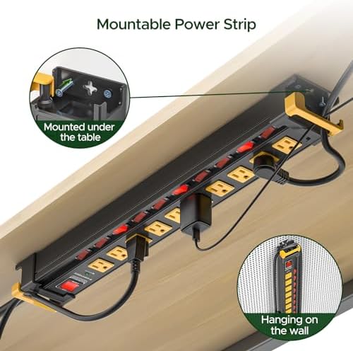 10 Outlet Heavy Duty Metal Surge Protector Power Strip