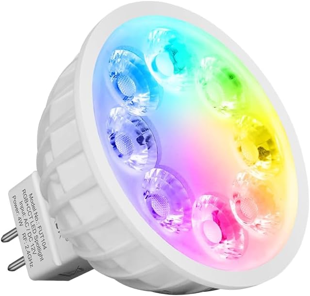 MiBOXER FUT104 4W MR16 RGB+CCT LED Spotlight 2.4G, 2.4G RGB+CCT Bulb, Spotlight, 2.4GHz RF Remote Controllable