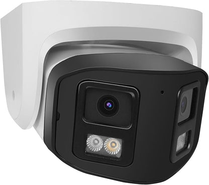 4K 8MP Dual Lens PoE IP Security Camera with 180° Ultra Wide Viewing Angle, 2 Way Talk, Human Detection, SD Card Slot(256GB), Full Color/IR2.0 Night Vision, Compatible with Third-Party NVR or Software