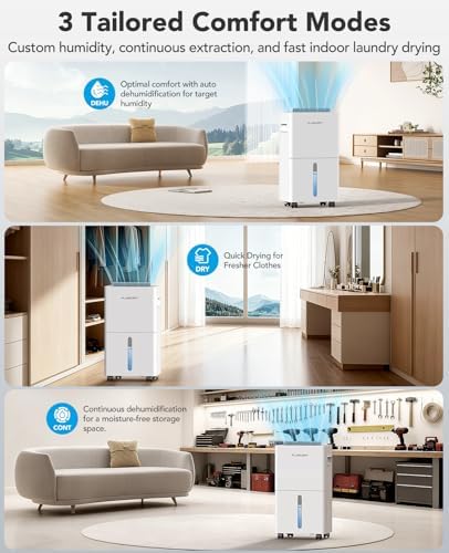 PLUSCENT 1500 Sq Ft 21 Pint Dehumidifier for Basement with Drain Hose