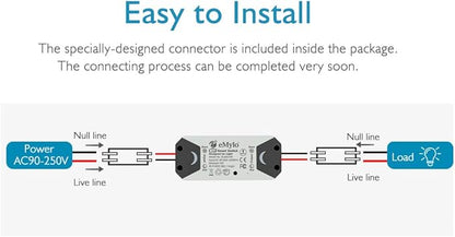 WiFi Switch, eMylo Smart Wireless Relay Module 2.4Ghz Wi-Fi Light Switch Basic Smart Remote Control Module Home Automation Timers Compatible with Alexa Echo Google Home 2 Pack