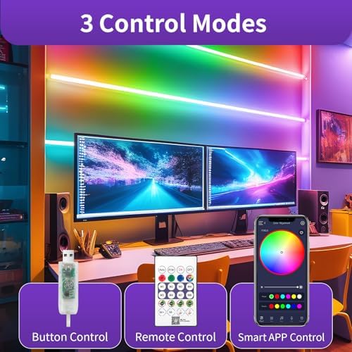 iNextStation 16.4FT Smart IC LED Strip Lights 5V USB RGB Neon Rope Lights