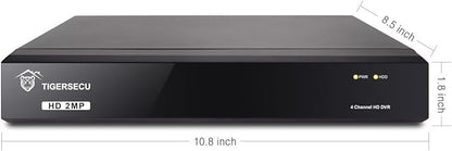 TIGERSECU Super HD 1080P 4 Channel DVR Security Recorder with 1TB Hard Drive, Hybrid 6-in-1 CCTV DVR Recorder Compatible with 2MP and 5MP TVI, AHD, CVI, Analog, RS485 PTZ and IP Cameras