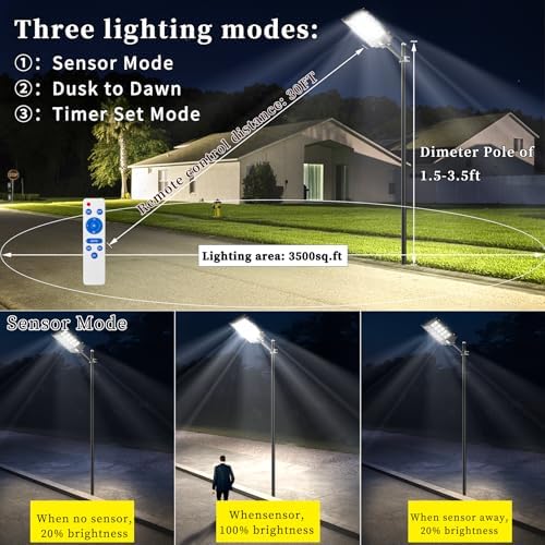 Ofuray Solar Street Lights Outdoor,Of-11800W Commercial Parking Lot Light