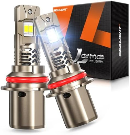 SEALIGHT 9004/HB1 LED Bulb, 1200% 70000LM Super Bright, 1:1 Mini Size No Adapter Required, 6500K White, 9004 LED Bulbs with 70000Hrs Lifespan IP68 Waterproof, Plug and Play, Pack of 2