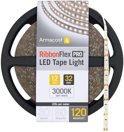 Armacost Lighting RibbonFlex Pro 12V White LED Strip Lights 120 LED/m, 3000K, 32.8 ft, 143250