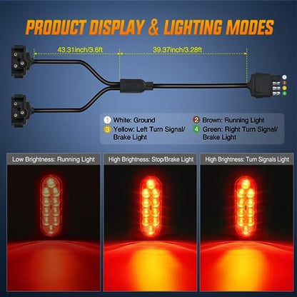 Nilight Hitch Cargo Carrier Light Kit 2PCS 6" Red Oval LED Tail Lights