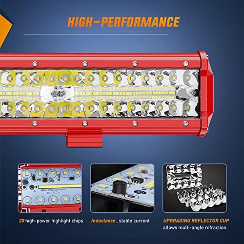 Nilight LED Light Bar 12 Inch with Wiring Kit on Truck SUV UTV, Red Shell