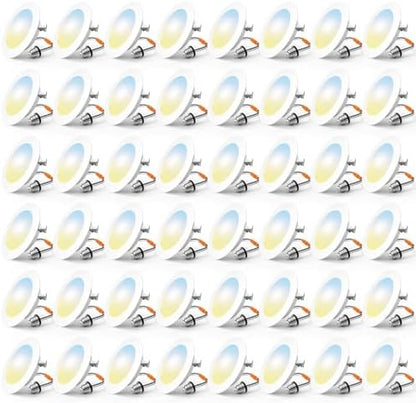 FREELICHT 48 Pack Retrofit LED Recessed Lighting 4 Inch, 5CCT, White