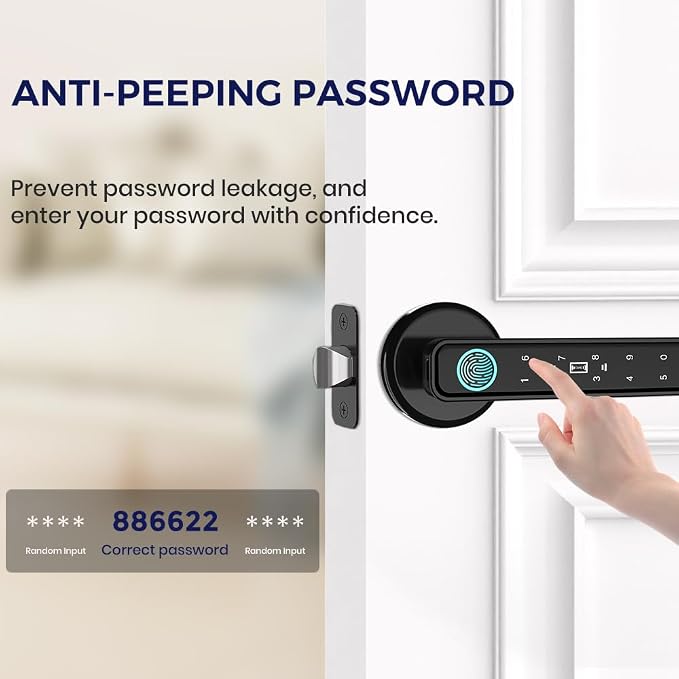Smart Door Knob & Handle, Fingerprint Door Lock with Bluetooth Keypad