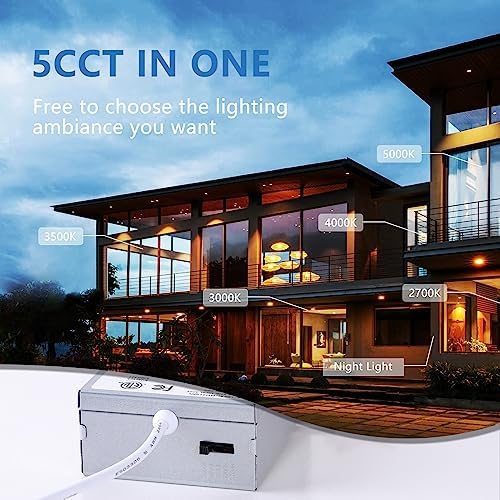 CycevSun Brushed Nickel Recessed Lighting 6 Inch with Night Light, 12 Pack