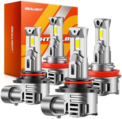 SEALIGHT 2026 9005/HB3 H11/H9/H8 LED Combo, 100000LM 900% Brighter 6500K Cool White, CANBUS Ready 3 Mins Plug-N-Play Fog Light Pack of 4