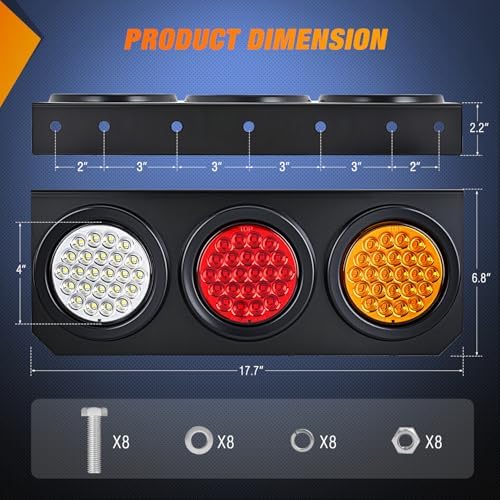 Nilight Triple Tail Lights 2PCS 72LED Stop Brake Turn Reverse