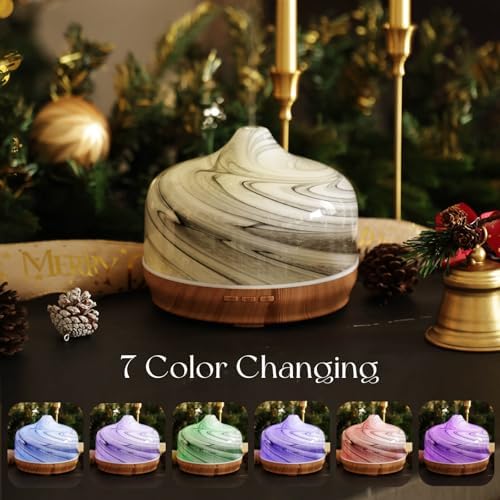 Porseme 500ml Glass Essential Oil Diffuser Aromatherapy Ultrasonic Cool Mist Humidifier 15-21 Running Hours Waterless Auto-Off Air Diffusers for Sleeping Yoga Working Spa(Ink)