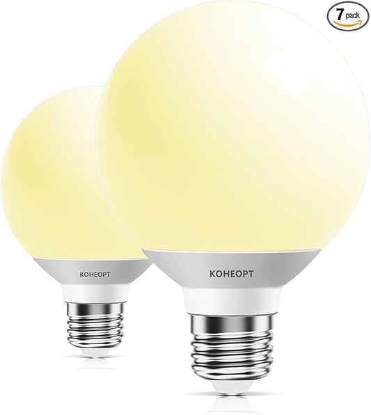 G25 LED Globe Light Bulbs,120V 5W(60W Equivalent), 3000K CRI85+ Warm White Bathroom,E26 Base,Eye-Friendly Vanity Round, Perfect for Vanity Makeup Mirror, Non-Dimmable (2 Pack)