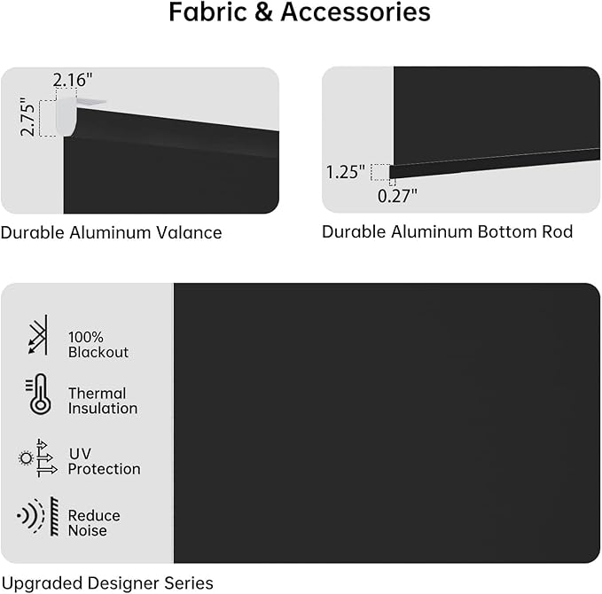 Motorized Coupled Shades, Blackout Smart Blinds for Large Windows Automatic Blinds Compatible with Alexa, Motorized Roller Shades Customized for Bedroom Home Office(Blackout-Vinyl Black)
