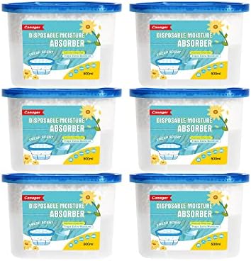 CANAGER Fresh Scent Moisture Absorber Box,Odor Eliminator and Dehumidifier Boxes for Closet,Bedroom,Kitchen,Bathroom-6 Packs,Cups - Traps Moisture for Fresher, Cleaner Air Yellow