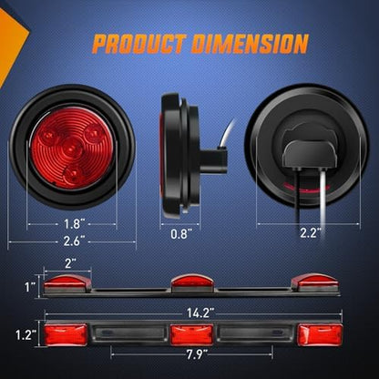 Nilight LED Trailer Light Kit Oval Taillight Round Marker Lamp 9LED ID Bar