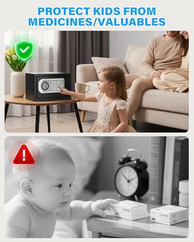 [UPGRADED] Small Safes for Home, 0.30 Cuft Mini Safe Box