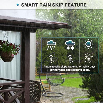 8 Zone Smart Sprinkler Controller with Local Weather Intelligence and Atmosphere Lights, Automated Watering and App Control WiFi Irrigation System, Save Water Through Rain Skip