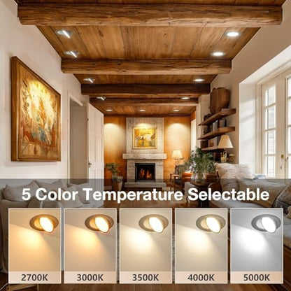 Amico 4 Pack 6 Inch Black 5CCT Gimbal LED Recessed Ceiling Light