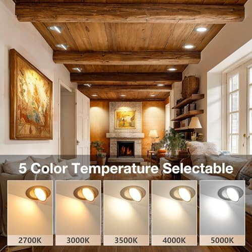 Amico 6 Pack 6 Inch Black 5CCT Gimbal LED Recessed Ceiling Light