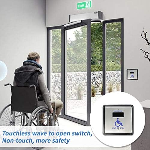 Olideauto Contactless Door Opener,Handicap Door Opener Contactless Sensor Open with 2PCS Wired Square 4.5'' Handicap Sensor Switches Olide-513N