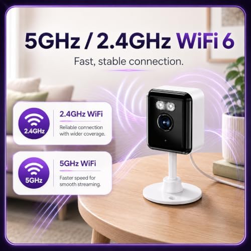 Gianteye 2K Indoor Security Camera (2-Pack), Dual-Band 2.4/5GHz WiFi Pet & Baby Monitor, AI Event Detection with Smart Search, Color Night Vision, 2-Way Audio, Human Detection, US App