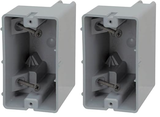 Southwire Device Box, 1 Gang, 22.5/Cu | Depth Adjustable | Heavy Duty 42lb | Gray | Pack of 2
