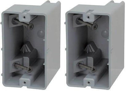 Southwire Device Box, 1 Gang, 22.5/Cu | Depth Adjustable | Heavy Duty 42lb | Gray | Pack of 2