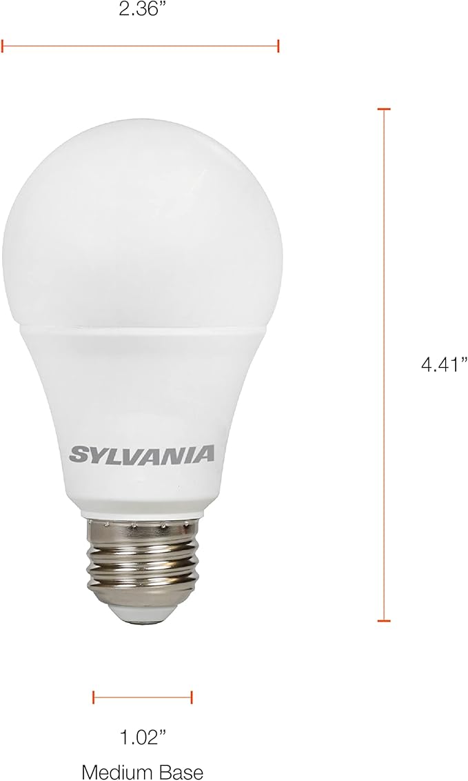 Sylvania Ultra LED A19 Light Bulb, 75W Equivalent, Efficient 12W, 13 Year, Dimmable, 1100 Lumens, 2700K, Soft White - 8 Pack (41957)