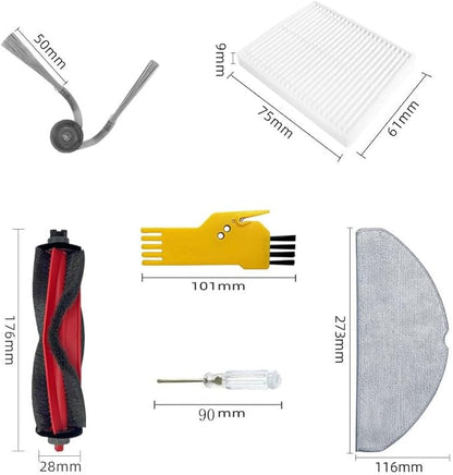 Replacement Parts for roborock Q7 M5 / Q7 M5+ / Q7 L5 / Q7 L5+ Robot Vacuum Cleaner Accessories Kit 17 Packs 1 Main Brush, 4 Filters, 6 Side Brushes, 6 Mop Cloths