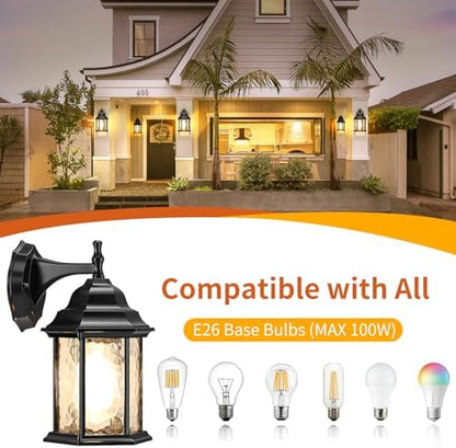 YSN Outdoor Wall Lights, Outdoor Light Fixtures Wall Mount, Black, 2 Packs